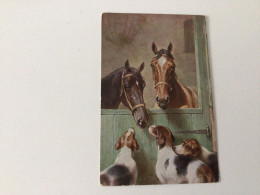 Carte Postale Ancienne Chevaux Et Chiens T.S.N. Serie 1232(6 Muster.) - Pferde