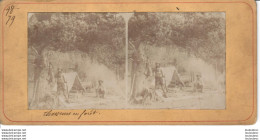 PHOTO STEREOSCOPIQUE CHASSEURS EN FORET 1898 - Stereo-Photographie