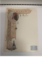 ILLUSTRATEUR #FG55221 MENU CHAMPAGNE LEON CHANDON STYLE MUCHA FEMME ART NOUVEAU 16.5 X 12.5 CM - Antes 1900