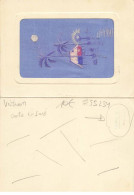 VIETNAM VIET NAM #FG55234 HANOI CARTE BRODEE SOIE SILK MEILLEURS VOEUX - Vietnam