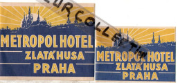 METROPOL HOTEL  ZLATA'HUSA . PRAHA - Etiquetas De Hotel