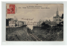 35 VITRE BOULEVARD DES JACOBINS EGLISE SAINT MARTIN TRAIN LOCOMOTIVE CHEMIN DE FER N°2600 - Vitre