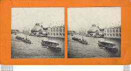 PARIS EXPOSITION UNIVERSELLE 1900 VUE PANORAMIQUE DE LA SEINE  CARTE STEREOSCOPIQUE - Stereoscopic