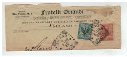 ITALIE: AFFRANCHISSEMENT à 25 Cts . " MILANO CENTRO " SUR JOURNAL FRATELLI ORLANDI  . POUR LA FRANCE PARIS . 1899 - Gebraucht