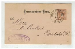 Autriche AUSTRIA ENTIER 2 Kreuser De SEILERSTATTE WIEN POUR KARLSTADT KARLOVAC CROATIA 1886 - Sonstige & Ohne Zuordnung