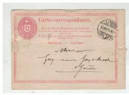 SUISSE ENTIER POSTAL LAUSANNE A GENEVE 1872 - Postwaardestukken