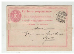 SUISSE ENTIER POSTAL LAUSANNE A GENEVE 1872 - Ganzsachen