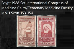 Egypt 1928 Stamp Set International Congress Of Medicine Cairo/Centenary Medicine Faculty MNH Scott 153-154 - Nuevos