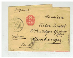SUISSE SUR BANDE PAPIER VALLORBE A MONTROUGE FRANCE 92 1899 - Postwaardestukken
