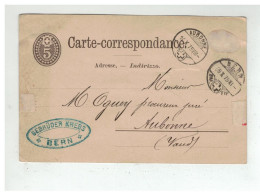 SUISSE ENTIER POSTAL BERN A AUBONNE 1875 - Stamped Stationery