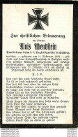 MEMENTO ALOIS ABENDSTEIN   SOLDAT ALLEMAND MORT LE  27/10/1914 - Todesanzeige