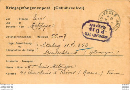 KRIEGSGEFANGENENPOST STALAG II D 353 ET AVANT STALAG II C    ENVOYE PAR SOLDAT METZGER A SA FAMILLE A REIMS 23/10/1940 - Guerre De 1939-45