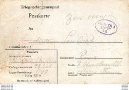 KRIEGSGEFANGENENPOST STALAG XII-A ENVOYE PAR SOLDAT LOMBARD A SA FAMILLE A REIMS 22/09/1940 - Guerra Del 1939-45