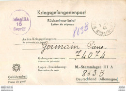 KRIEGSGEFANGENENPOST PRISONNIER DE GUERRE GERMAIN PIERRE STALAG III A ENVOI DE AUBERTIN GEORGES A MERCY LE HAUT 1943 - Oorlog 1939-45