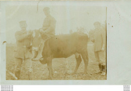 CARTE PHOTO SOLDATS ALLEMANDS ET VACHE - Guerre 1914-18