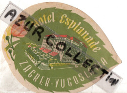 ZAGREB . YOUGOLAVIA ..  HOTEL ESPLANADE - Hotel Labels
