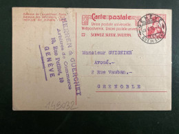 CP EP 10 OBL.29 V 12 GENEVE RUE DU STAND + EXP: MERREN & GUERCHET Arbitres De Commerce - Lettres & Documents