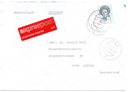 78364 - Niederlande - 1992 - 7G Beatrix Rolle EF A EilBf UDEN -> AACHEN (Deutschland) - Briefe U. Dokumente
