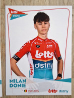 Card Milan Donie - Team Lotto-Dstny Development - 2024 - Cycling - Cyclisme - Ciclismo - Wielrennen - Cyclisme