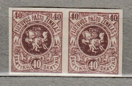 LITHUANIA 1919 Berlin III Inperf. Pair MN(*) Mi 44U #Lt16 - Lituania