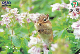 Japan Prepaid Quo Card 3000 - 7 Eleven - Squirrel Animal - Japan