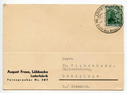 Germany 1936 Postcard; Lübbecke (Westf.) - August Frese, Lederfabrik To Schiplage; 6pf. Gottlieb Daimler - Brieven En Documenten