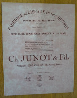 Ch. JUNOT Et Fils NOGENT-EN-BASSIGNY (Haute-Marne) FABRIQUE De CISEAUX En Tous Genres Et Pour Tous Métiers - Champagne - Ardenne