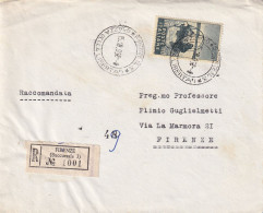 ITALIA.BUSTA. 15 10 58. EMANUELLE CUTRERA. RECOMANDATTA FIRENZE PER FIRENZE - 1946-60: Storia Postale