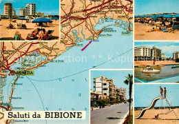 73340840 Bibione Carta Automobilistica Landkarte Kueste Strand Hotels Bibione - Sonstige & Ohne Zuordnung