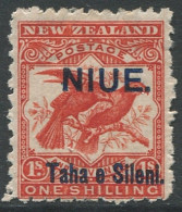 Niue 1903 SG16 1s Red Sacred Huia Birds MLH - Niue