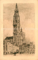 73340736 Anvers Antwerpen La Cathedrale Dessin Kuenstlerkarte Anvers Antwerpen - Antwerpen