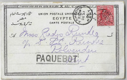 Egypt 1906 Postcard Photo Port Said Sent From Aden To Ashford Great Britain English Stamp 1 Penny Cancel Paquebot - 1866-1914 Khedivato De Egipto