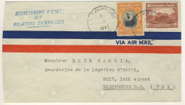 (C01) - HAITI - DIPLOMATIC AIR MAIL COVER SECRETAIRE D ETAT DES RELATIONS EXTERIEURES P AU P => USA 1941 - Haití