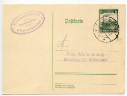 Germany 1935 Postcard; Altmorschen - Reinhardt Grisse, Schuhmacher To Schiplage; 6pf. Railroad Centenary, “The Eagle” - Brieven En Documenten