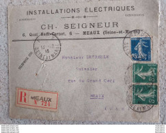 MEAUX 1915 ENVELOPPE VIDE CH. SEIGNEUR INSTALLATIONS ELECTRIQUES 6 QUAI SADI CARNOT - 1900 – 1949