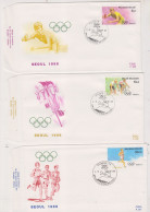 FDC 859 / 877 COB 2285 / 2287 + BL 64 JO 1988 Séoul Cyclisme Tennis De Table Oblitération Bruxelles - 1981-1990