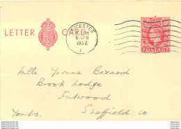 LEICESTER 1952 LETTER CARD ENTIER POSTAL  OUVRANT - Postwaardestukken