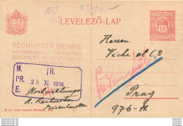 HONGRIE BUDAPEST 1918 ENTIER POSTAL - Postal Stationery