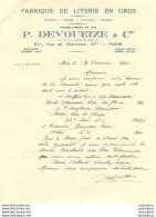 P. DEVOUEIZE ET CIE FABRIQUE DE LITERIE EN GROS 1932  87 Ter RUE DE CHARENTON PARIS - 1900 – 1949