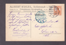 Selestat Schlettstadt Carte Commerciale Epicerie En Gros Albert Kugel Periode Guerre 14-18 ( 52985) - Selestat