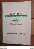 NOTICE  ENTRETIEN OPEL REKORD BETRIEBSANLEITUNG 1958 ECRIT EN ALLEMAND 27 PAGES - Automobili