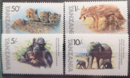 Tansania Tanzania 1982 Wildlebende Säugetiere Mi 201/04** - Tanzanie (1964-...)