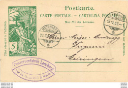 LENZBURG SUISSE ENTIER POSTAL 1900 - Enteros Postales
