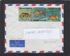 LETTRE DE BUJUMBURA, AVEC BANDE DE 3 TIMBRES "ANIMAUX", POUR LA SUISSE,1976. - Storia Postale