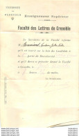 UNIVERSITE DE GRENOBLE FACULTE DES LETTRES DE GRENOBLE 1914  ELEVE BONNIARD - Non Classés