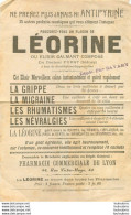 PUBLICITE LEORINE OU ELIXIR CALMANT COMPOSE DU DOCTEUR FURST PHARMACIE DE LYON - Publicités