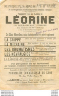 PUBLICITE LEORINE OU ELIXIR CALMANT COMPOSE DU DOCTEUR FURST PHARMACIE DE LYON - Werbung