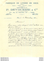 P. DEVOUEIZE ET CIE FABRIQUE DE LITERIE EN GROS RUE DE CHARENTON PARIS 12/1932 - 1900 – 1949