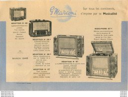 PUBLICITE MARCONI SAISON 1948 - Advertising