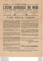 L'ECHO AGRICOLE DU MIDI 1929  DOCUMENT DE 4 PAGES - Agricoltura